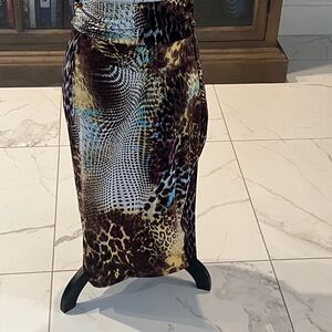 VENUS Leopard and Dot Print Skirt